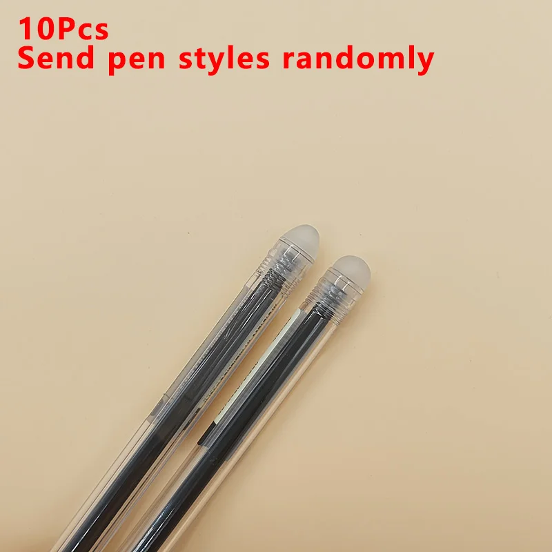 10Pcs Black Gel Pen 0.5mm Bullet/Needle Tip Refill Simple Transparent Pen Office and School Writing Stationery