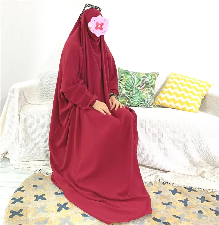 

Eid Djellaba Ramadan Overhead Prayer Garment Dress Muslim Khimar Women Abaya Kaftan Islamic Robe Hooded Modest Abayas Jalabiya
