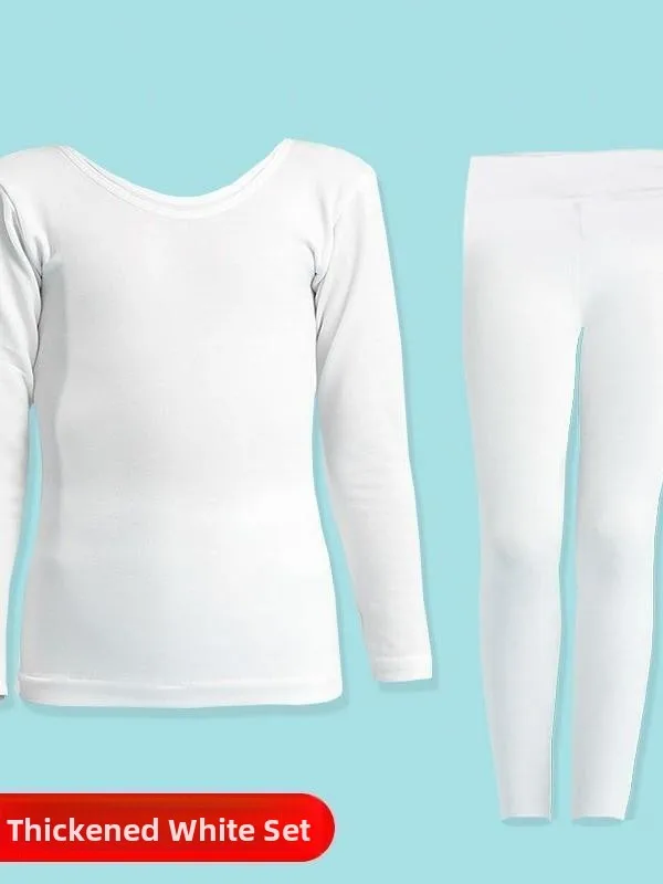 

Весенне-осенний невидимый тонкий танцевальный костюм, комплект детского нижнего белья, базовый слой, белая облегающая одежда для выступлений, женская/мужская