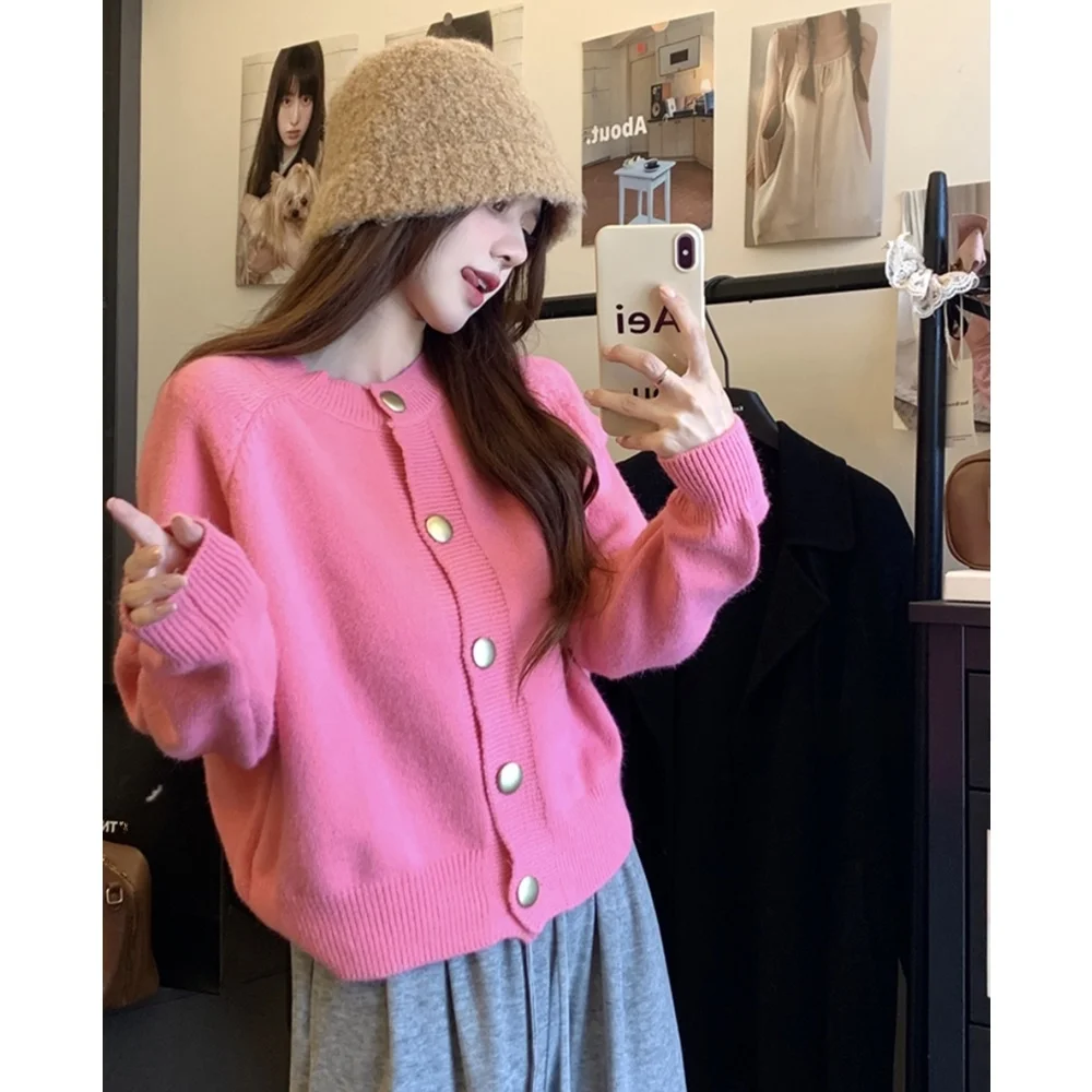 

Lamb Cashmere Knot Sweater Women's Autumn Winter Anti-Aging Red Small Fragrance Top Sweet Korean Style V-neck Long ...