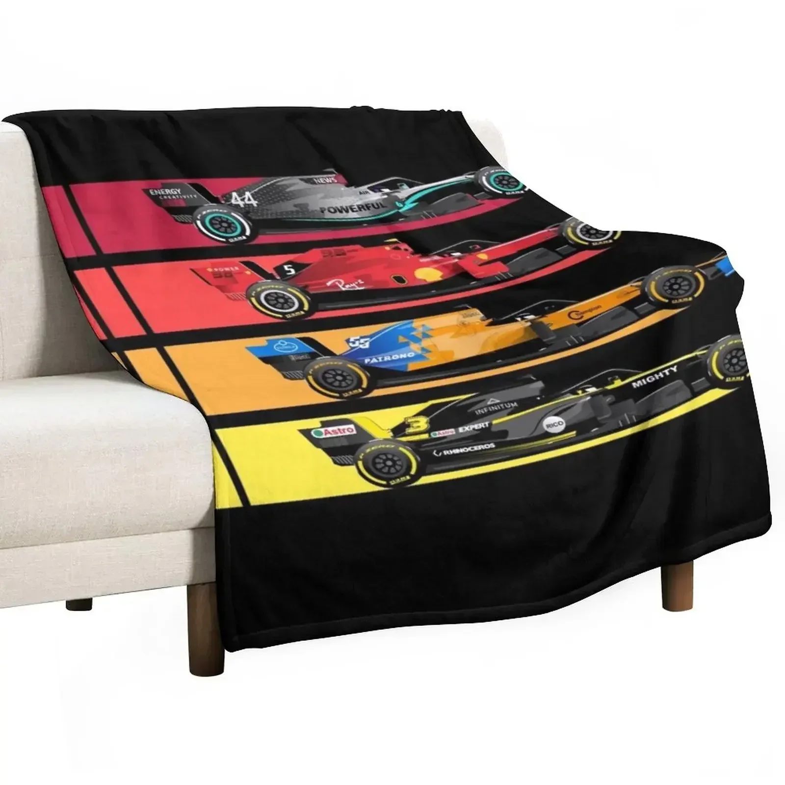 

Grand Prix Formula Cars 2023 Throw Blanket Soft Plush Plaid Shaggy Flannel Decorative Sofas Blankets