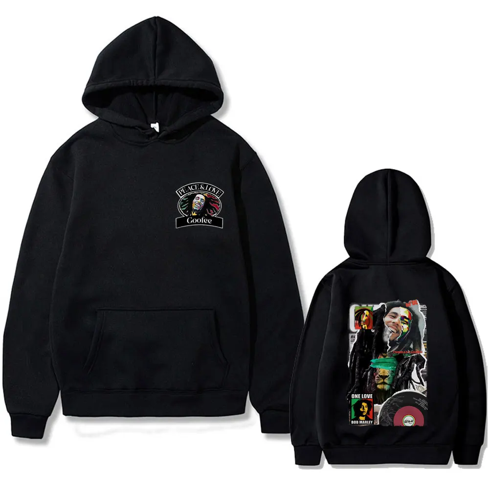 

Reggae Bob Marley One Love Hoodie Men Womne Vintage Casual Fleece Oversized Pullover Hoodies Men's Fashion Pop Music Streetwear