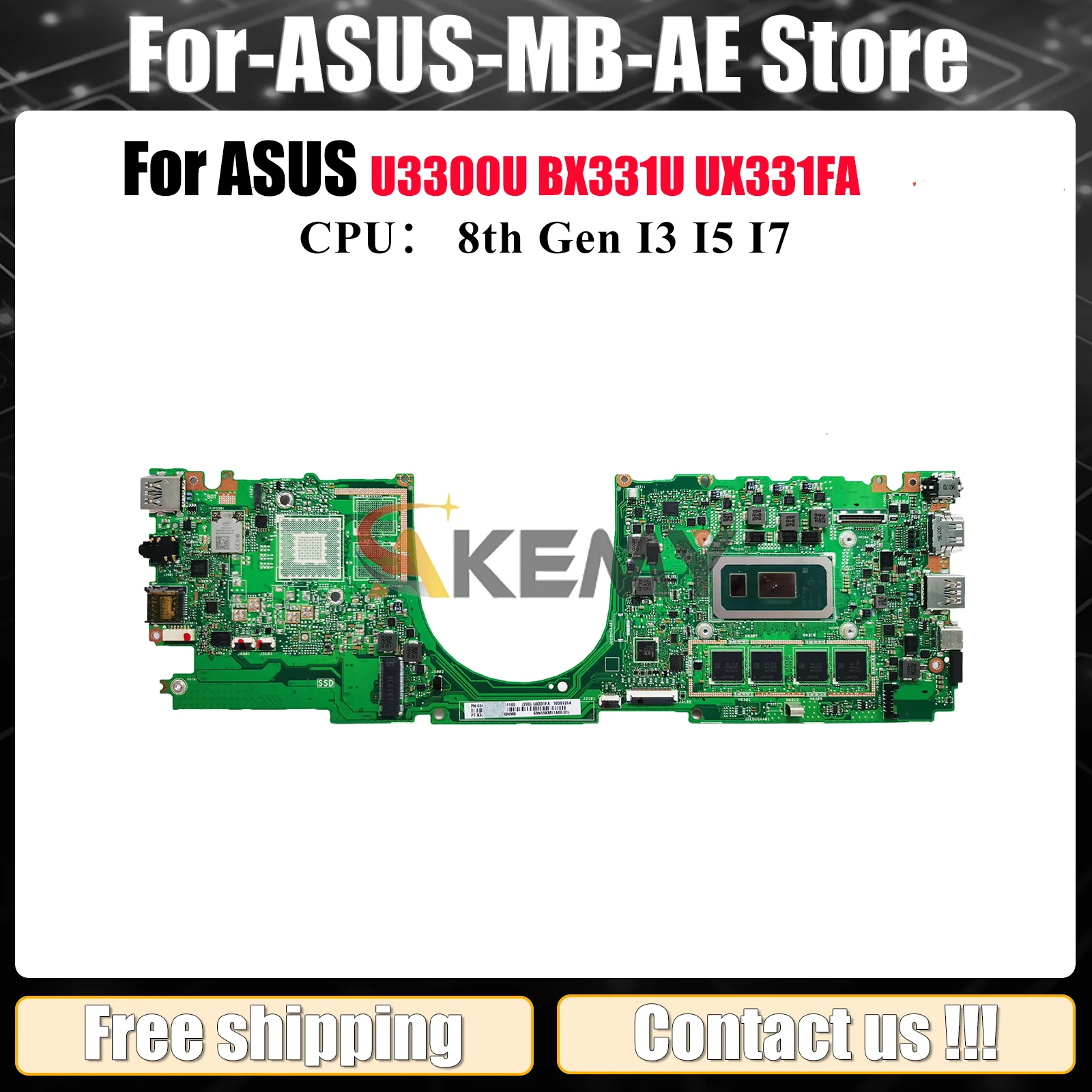 

UX331FA Laptop Motherboard For ASUS ZenBook UX33UN UX33UAL UX331 U3300U UX33UA BX331U Mainboard With I3 I5 I7 CPU 100% tests OK