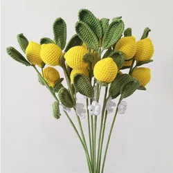 Hand Knitted Fruit Flower Faux Fruit Bouquet Lemon Blueberry Handmade Diy Faux Flower Bedroom Living Room Party Decoration Gifts