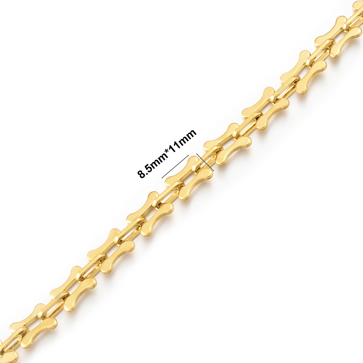 1 Stück Damen- und Herrenarmband, Halskette aus Edelstahl, handgefertigte, riesige, quadratische Knochenform-Gliederkette, schmuck, antiallergisch – Detail 5