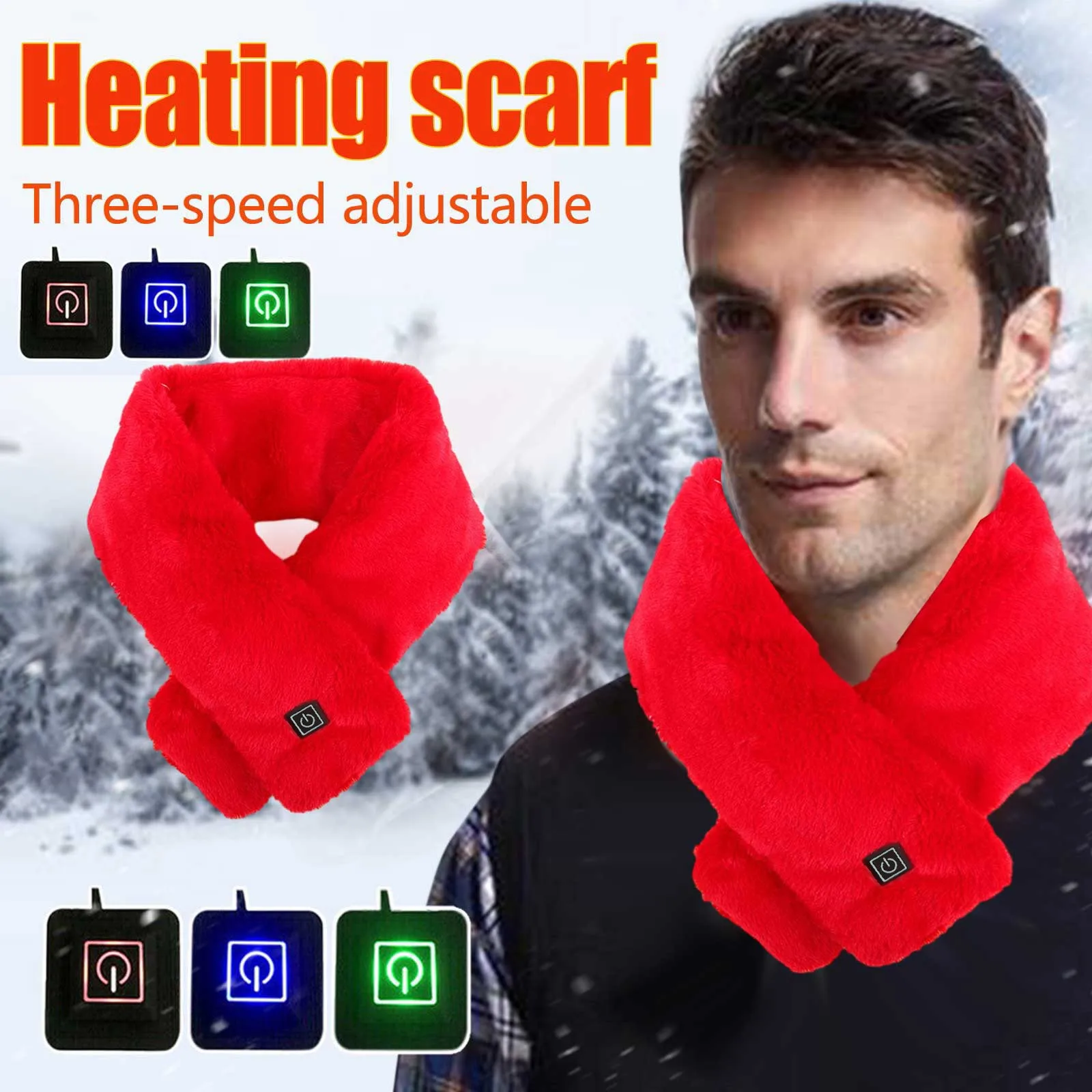 USB Women Men Heating Scarf Temperature Scarf 3 Gears Adjustable USB Charging Heat Control Neck Warmer For Cycling Camping