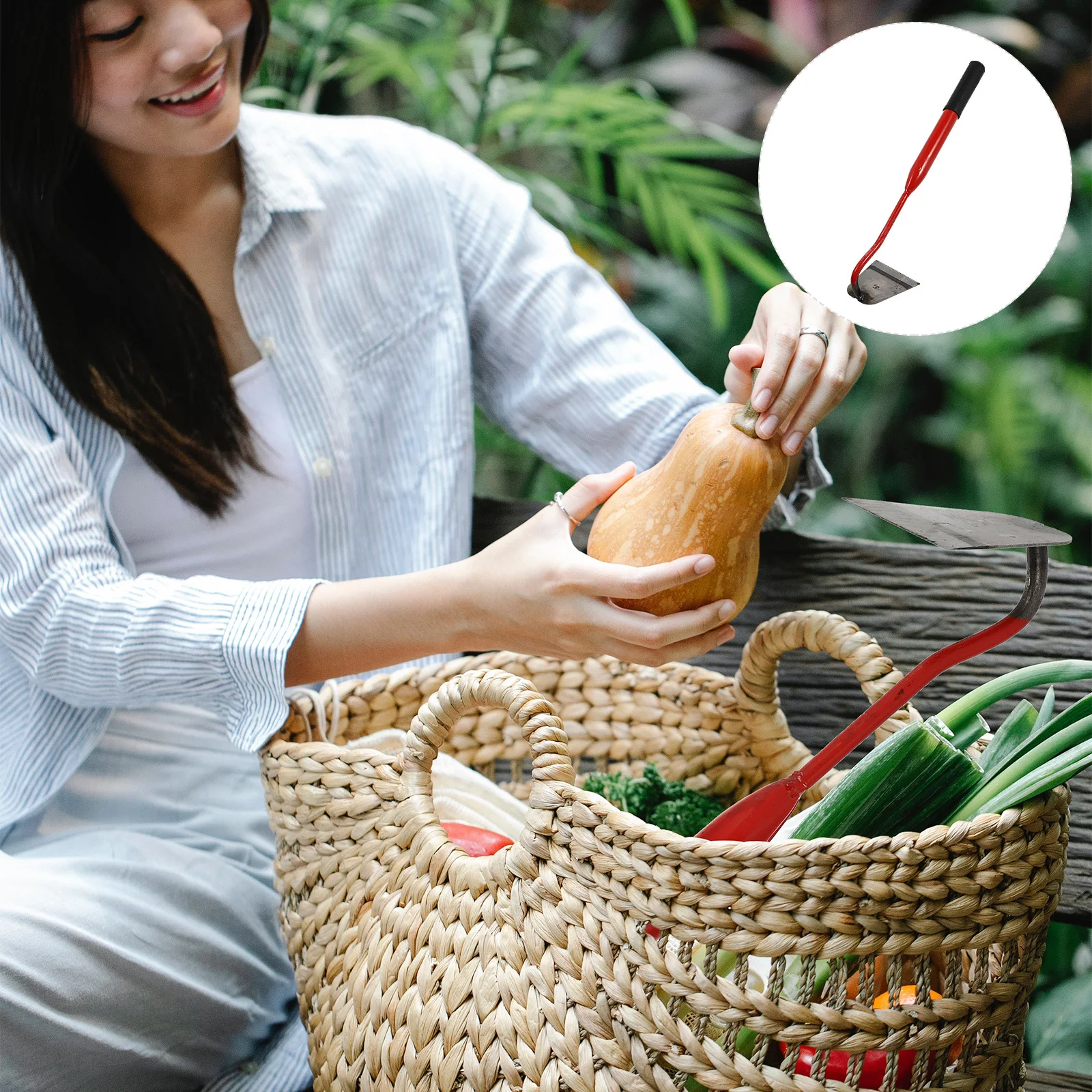 2개 소형 손칼 고탄소강 단조 정원 도구 잡초 제거용 흙 파기 경작 조경용 휴대용 제초기