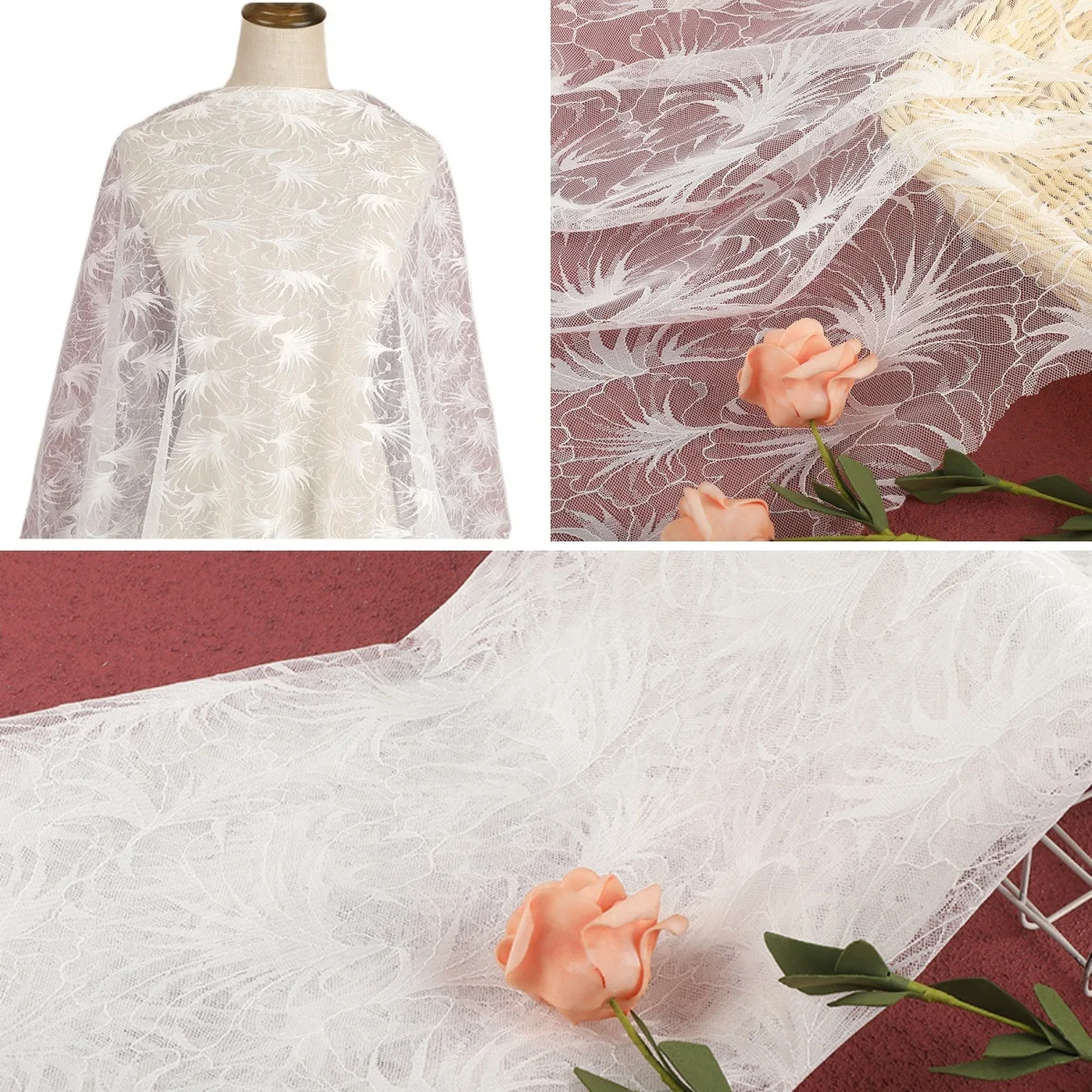 

Кружевная легкая ткань с перьями, шитье свадебных платьев, модные платья, вечерние платья, аксессуары для платок, ткань «сделай сам»