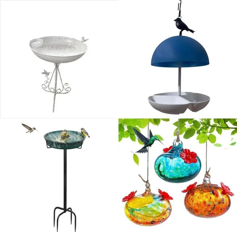 Handmade Wrought Iron Outdoor Bird Pot Frame Creative Retro Tall Flower Stand Imitation Old Style Bird Feeder Garden