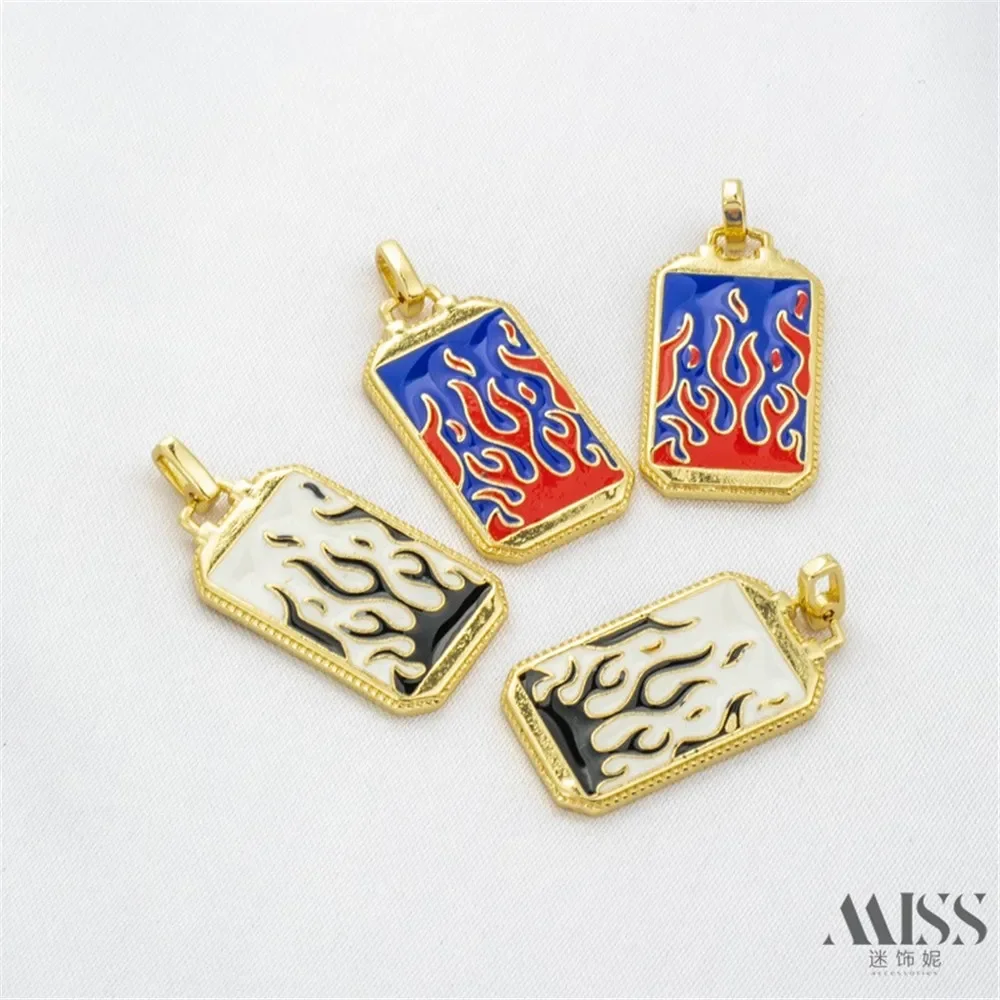 14K Gold-wrapped European American Flame Fashion Pendant DIY Accessories Listing Chain Pendant Handmade Jewelry Chain Materials