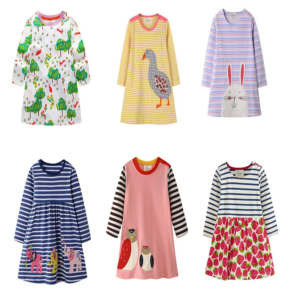 Jumping Meters Autumn Spring Girls Princess Dresses Animals Baby Long Sleeve Children's Clothes Kids Party Dress