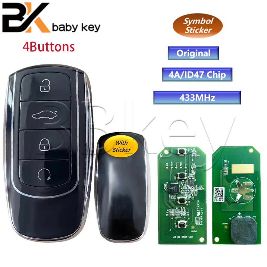 BB Key For Chery Tiggo 6 7 8 Plus Pro ID47 4A Chip Car Remote Control Key 433MHz Original Factory Proximity Smart Card