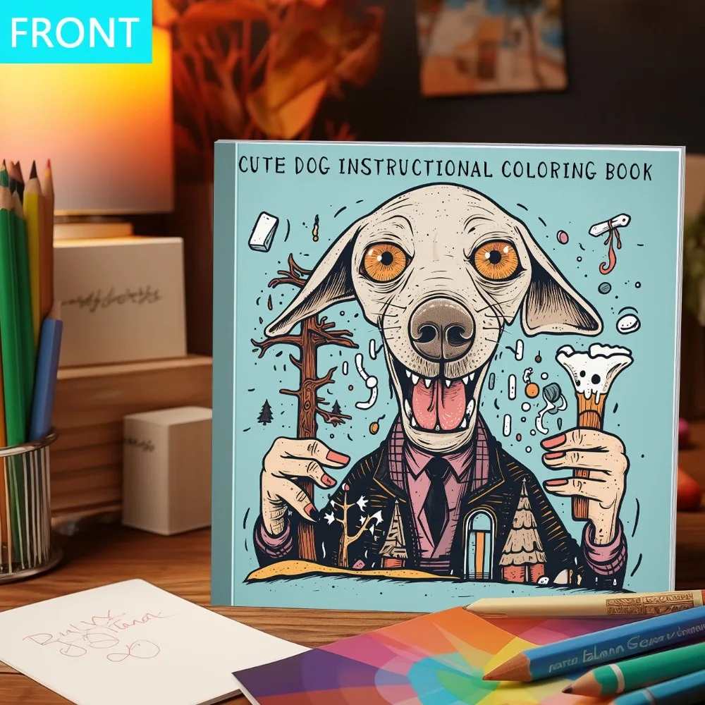 Cute Animal Dog Coloring Book Adult Stress Relief Creative DIY Hand Drawn Graffiti Color Filling Painting Sketch Book