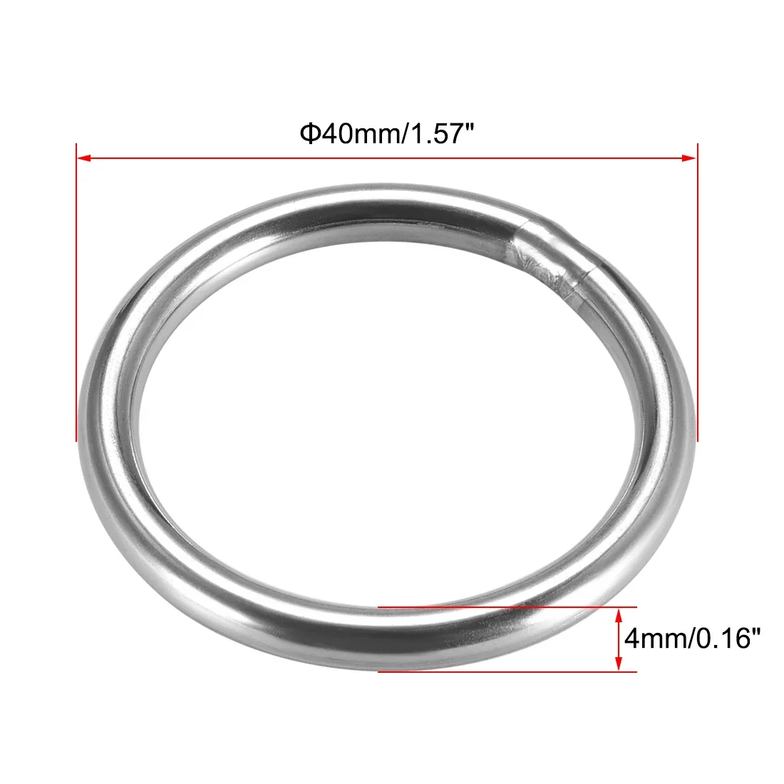 10pcs Stainless Steel O Ring 20/30/40/50/60mm Inner Diameter 3/4/5mm Thickness Strapping Welded Round Rings