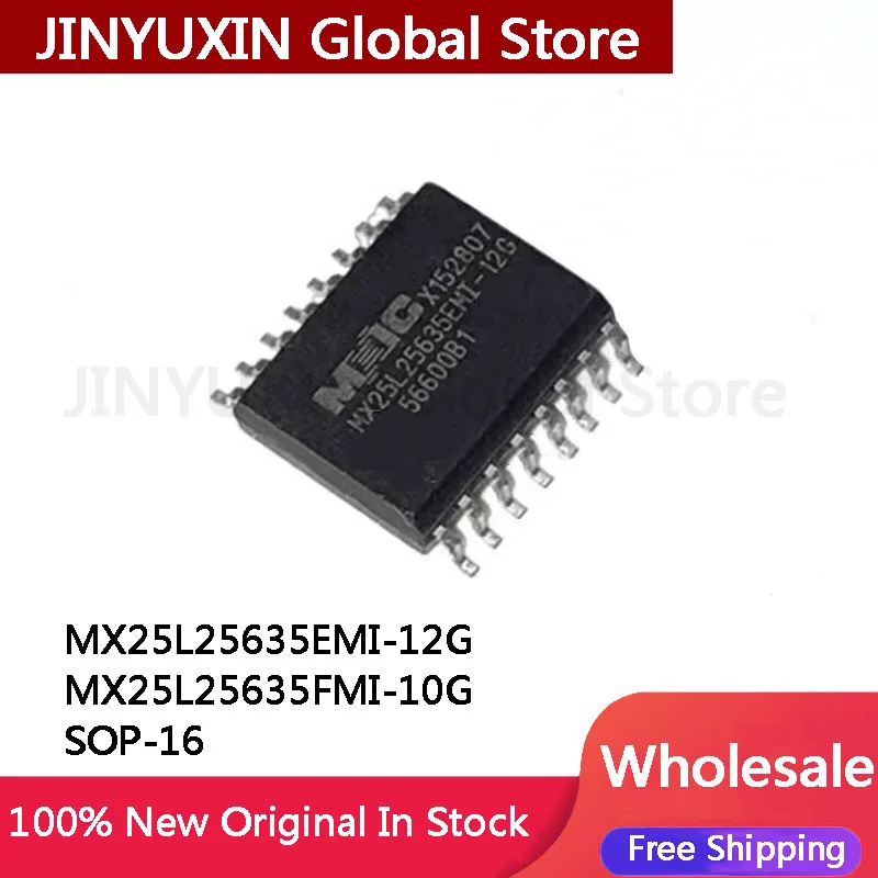 5Pcs New MX25L25635EMI MX25L25635EMI-12G MX25L25635FMI-10G MX25L25635 SOP-16 IC Chip Wholesale