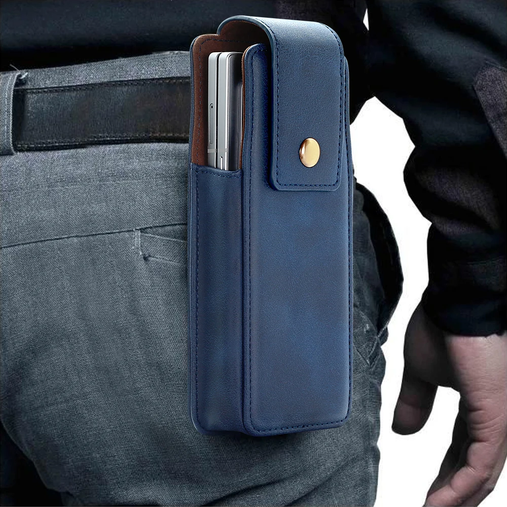 Riñonera de negocios con cierre magnético, cinturón de cuero PU para teléfono, Compatible con Galaxy Z Fold Series Huawei Fold con lazo colgante