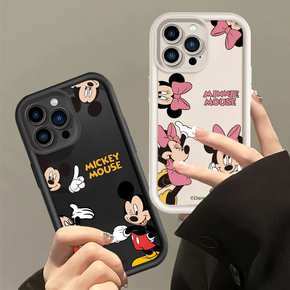 Phone Case for Redmi A2 9C 10 9A 12C 10A A1 10C 12 Disney Mickey Minnie Square Liquid Soft Cover Bumper