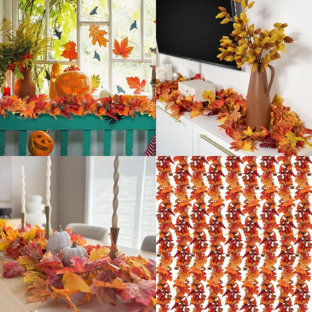 

Осенняя гирлянда: осенние кленовые листья 212,4 фута на День Благодарения, дом, свадьба, декор для вечеринки
