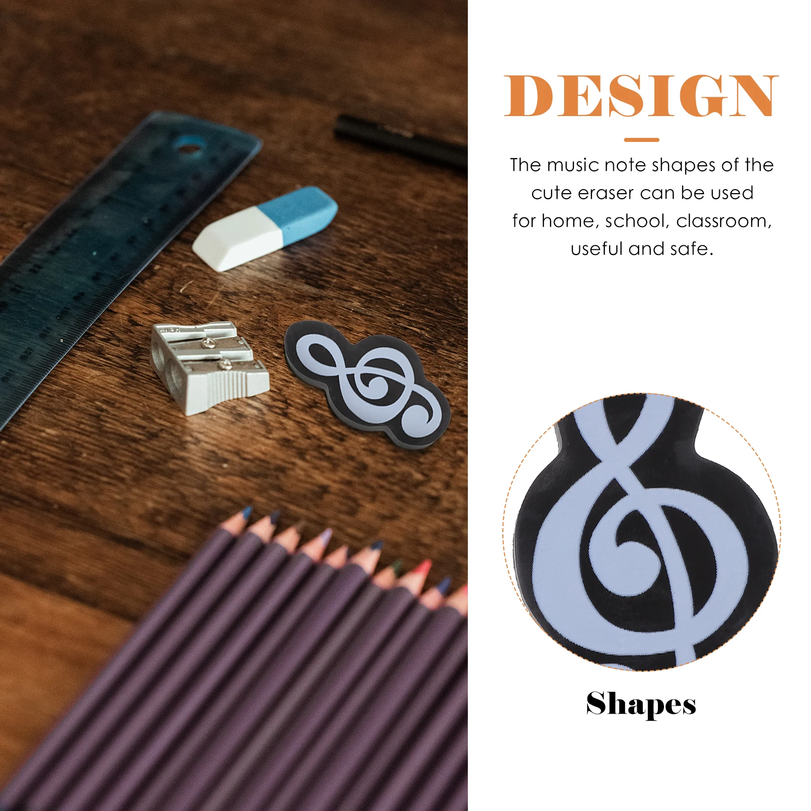 20 Pcs Mini Bulk Cute Small Erasers Music Note Symbol Tpr Material Pencil Rubber For School Classroom Home Party Favors Game