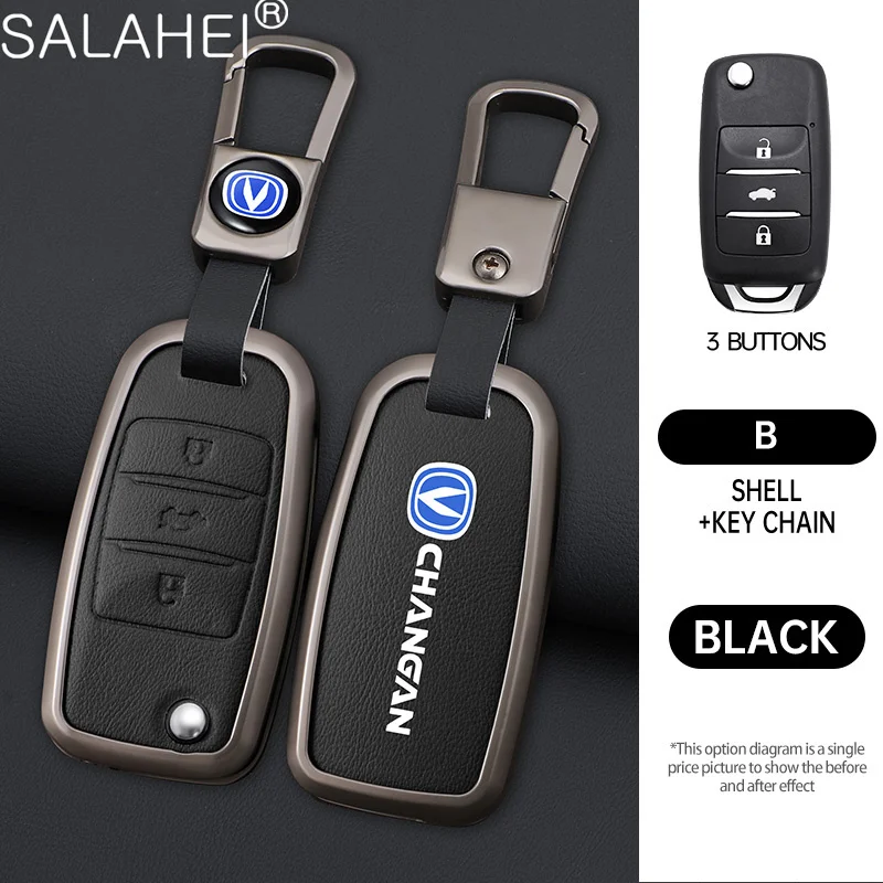 Funda de cuero para llave de coche, carcasa para Changan CS15 Eado Raeton CS35 Plus CS55 CS75 J35 Hunter F70 CS1 CV1 Alsvin, accesorios