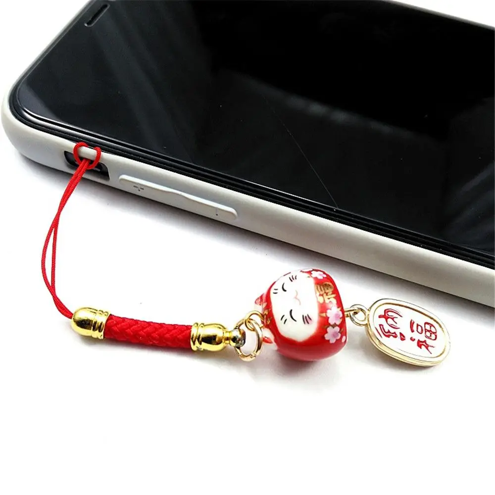 Touw Decor Hang Japanse Tas Accessoires Telefoonriemen Lucky Cat Telefoon Sleutelriem