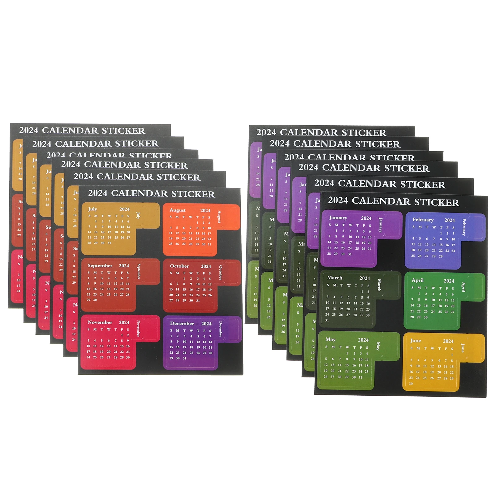 

6 Sets 12 Sheets Calendar Index Stickers 2024 Schedule Planner Sticky Notes Colorful Monthly Bookmark Labels For Notebooks