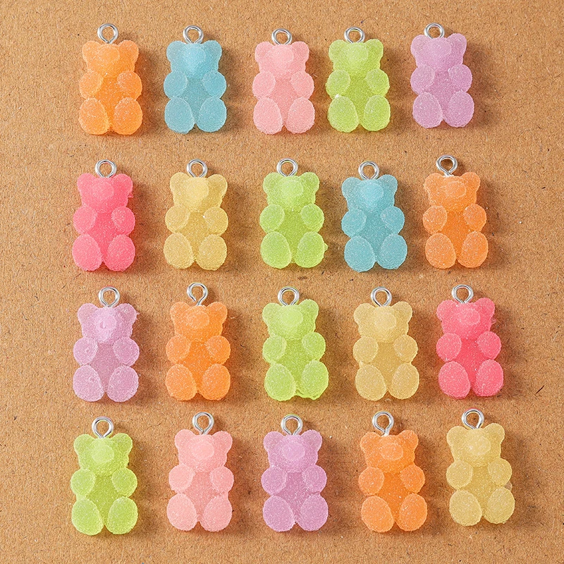 20pcs 19*11mm Cute Gummy Bear Charm Pendants for Necklace Earrings DIY Jewelry Making Accessories Supplies