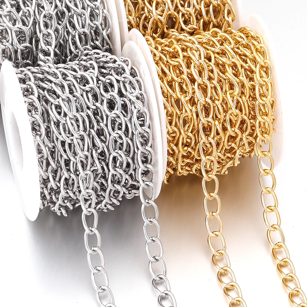 5 yards Gold Silver Color Aluminum Chain for Jewelry Making Metal Extender Chain For Women Handbag Clothing Decoration Chains