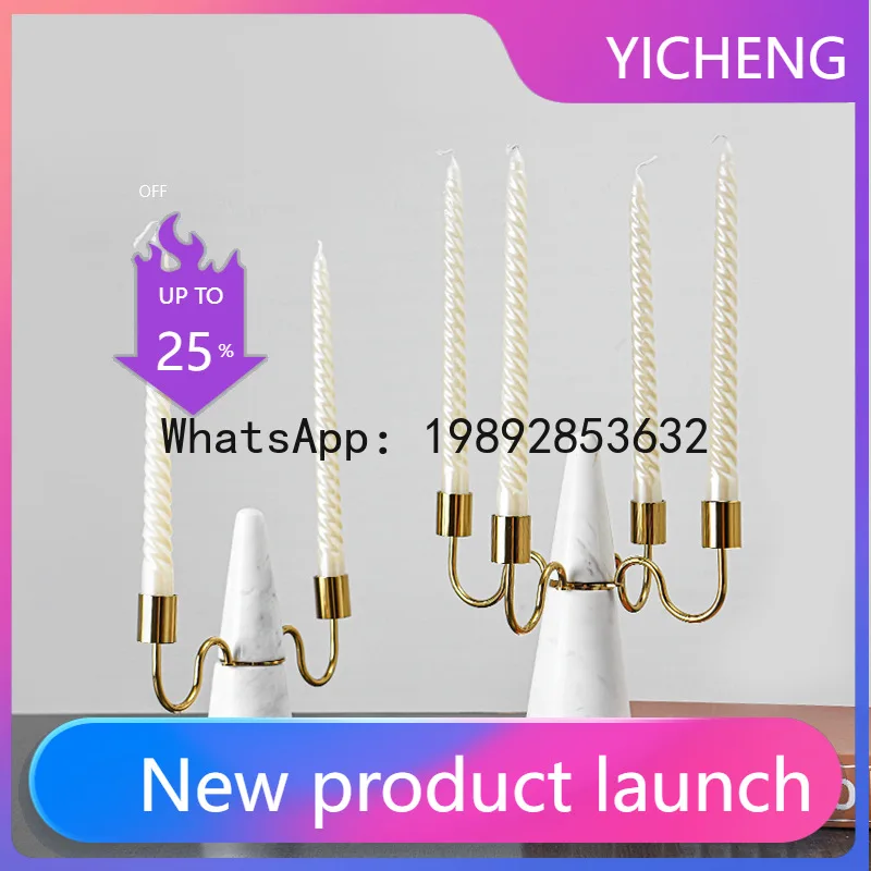 

Zz light luxury modern minimalist marble candlestick - available in 2-head and 5-head options - stylish and creative hotel