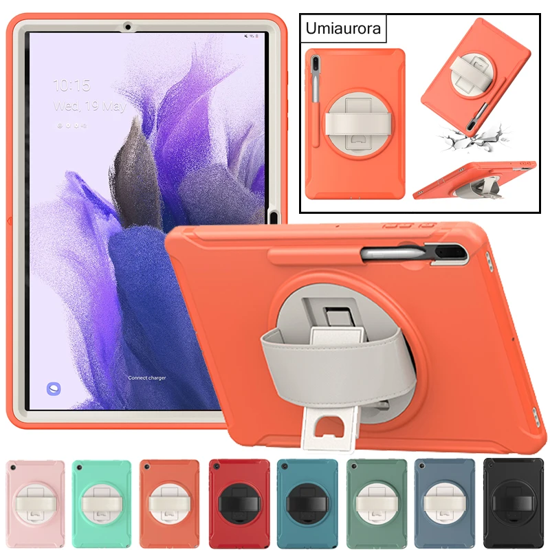 

For Samsung Tab S10 Lite 10.9 S6 S7 S8+ S9 FE+ Plus 12.4" SM-X820 X610 X520 Hand Strap Stand Tablet Case Shockproof Armor Funda