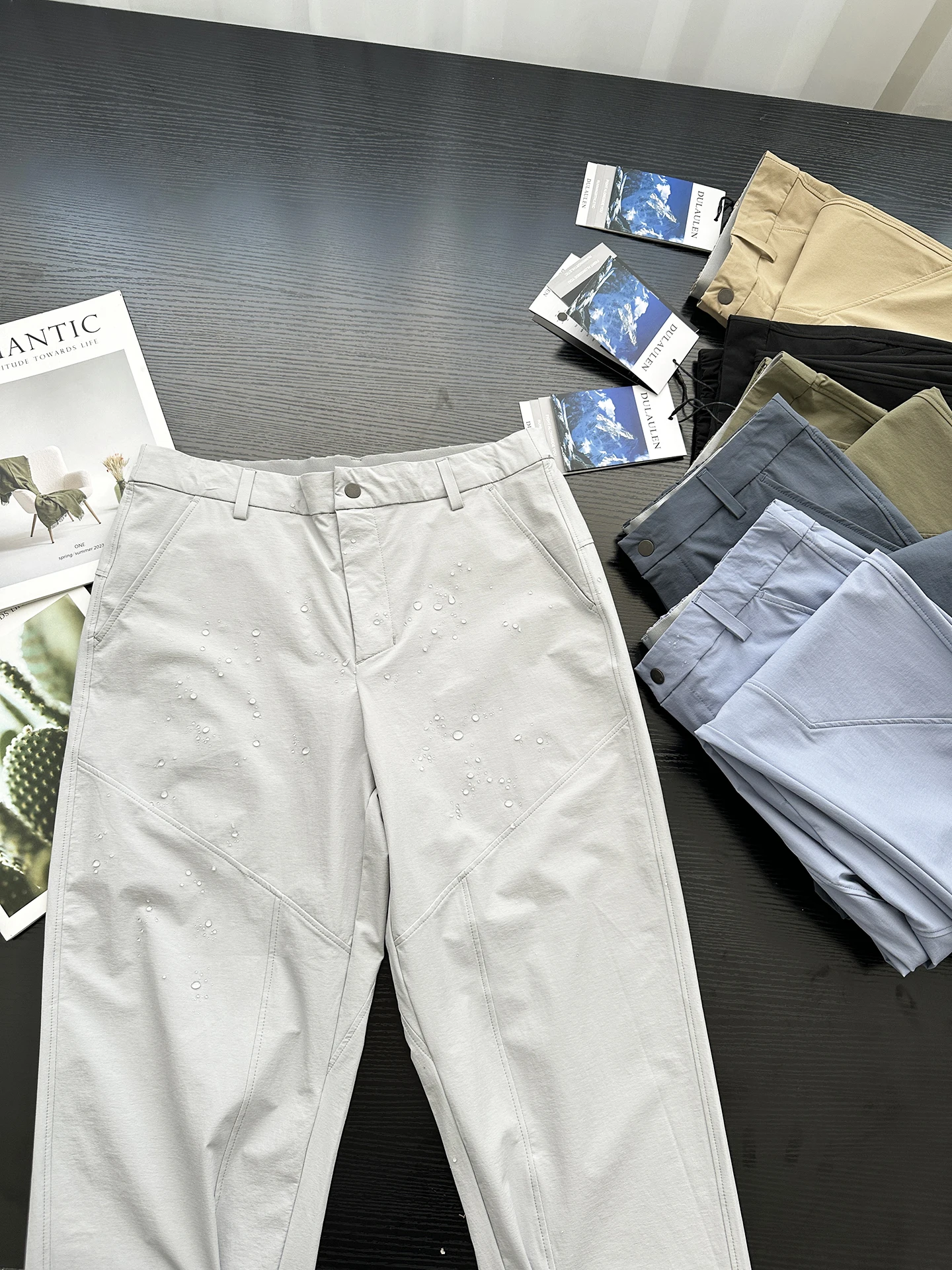 Lightweight Outdoor Waterproof Men's Casual Pants Straight Leg Trousers Spring Summer Elastic Cargo Pants 3D Tailoring