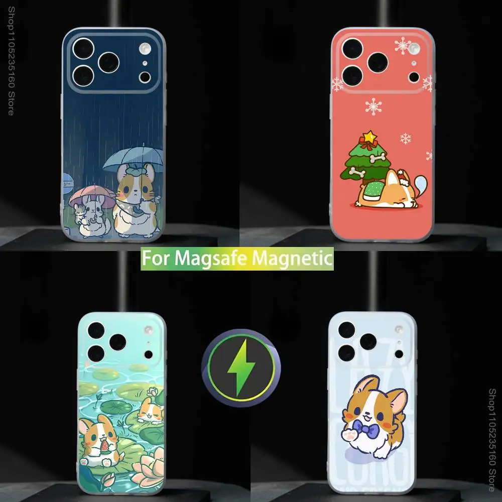 

Cartoon C-Corgi Cute Phone Case For iPhone 17,16,15,14,13,12,11,Pro,Max,Plus,Mini,SE4,E Magnetic For Magsafe Wireless