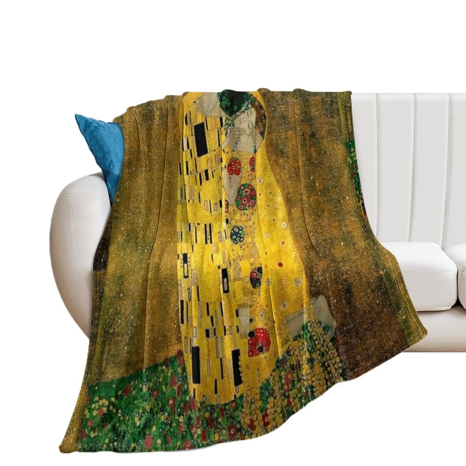 The Kiss by Gustav Klimt|Liebespaar - The Lovers Throw Blanket Heavy Travel Plush Blankets