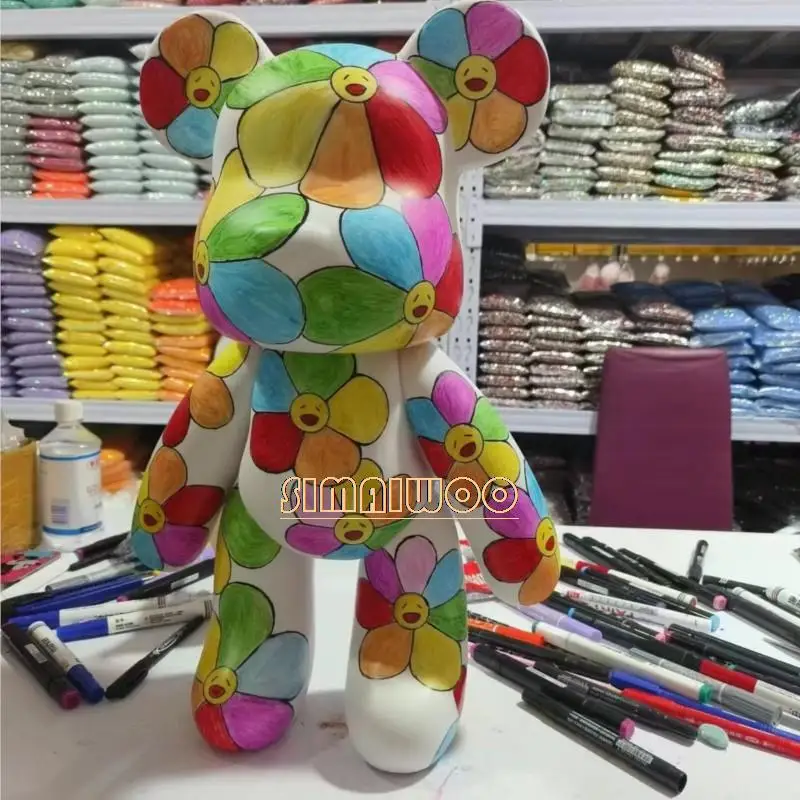 Handmade Rhinestone Flower Bear Creative Crystal Statue Bling-bling DIY Birthday Surprise Gift Home Decoration