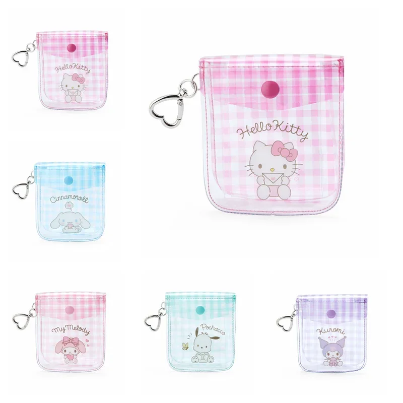 Sanrio Hello Kitty Lipstick Bag Anime Pvc Transparent Cosmetic Bag Small Storage Bag Candy Organizer Pouch Earphones Wallet Bag