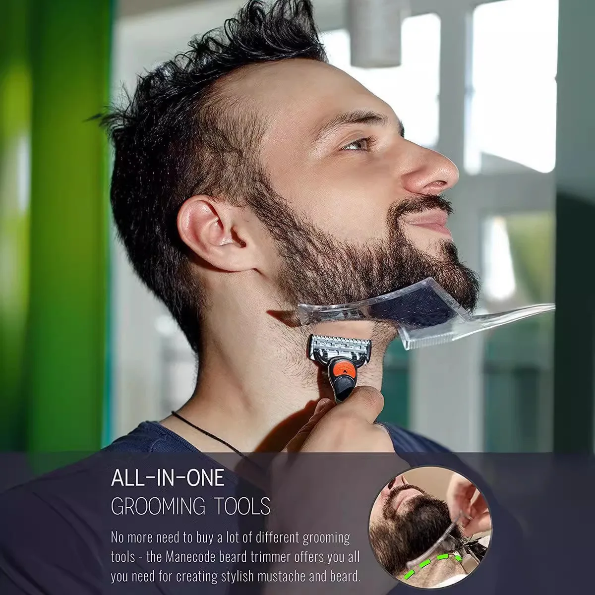 Men Clear Beard Shaping Template Multifunctional Beard Trimming Stencil Beard Grooming Accessory for Beard Oil & Beard Brush