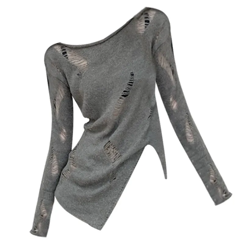 

Autumn Hollow Out Casual Loose Grunge Women Sweaters O Neck Long Sleeve Pullovers Sweet Chic Fashion All Match Jumpers