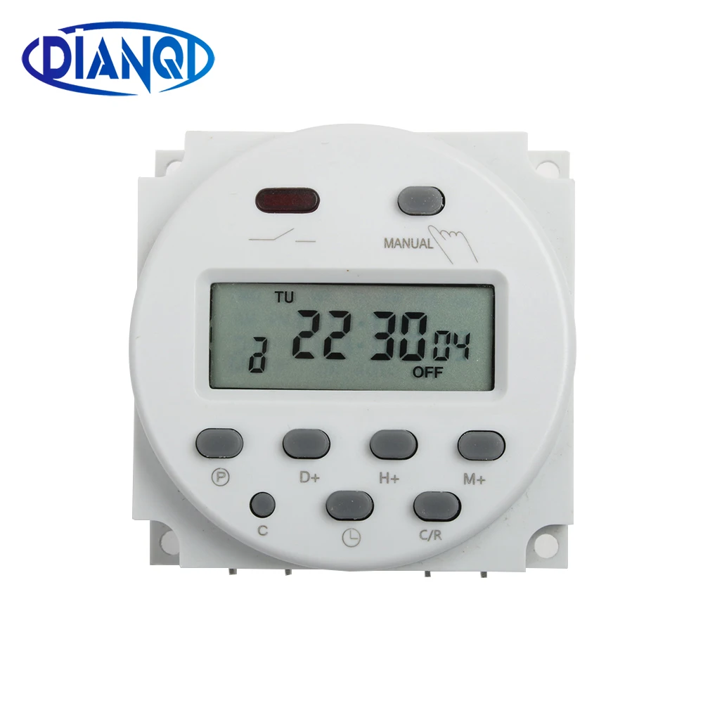 No lock CN101A AC DC 12V rotondo digitale LCD Timer di potenza settimanale programmabile elettronico relè di tempo interruttore 8A a 16A CN101