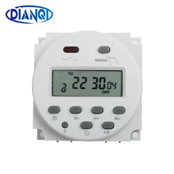 No lock CN101A AC DC 12V Round Digital LCD Power Timer Weekly Programmable  Electronic Time Relay Switch 8A TO 16A CN101 weekly