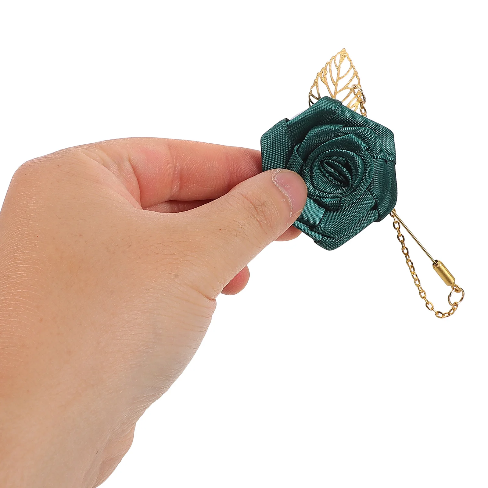 

Golden Leaf Corsage Simple Rose Small Brooch Pin Flower Lapel Wedding Chest Brooches for Women