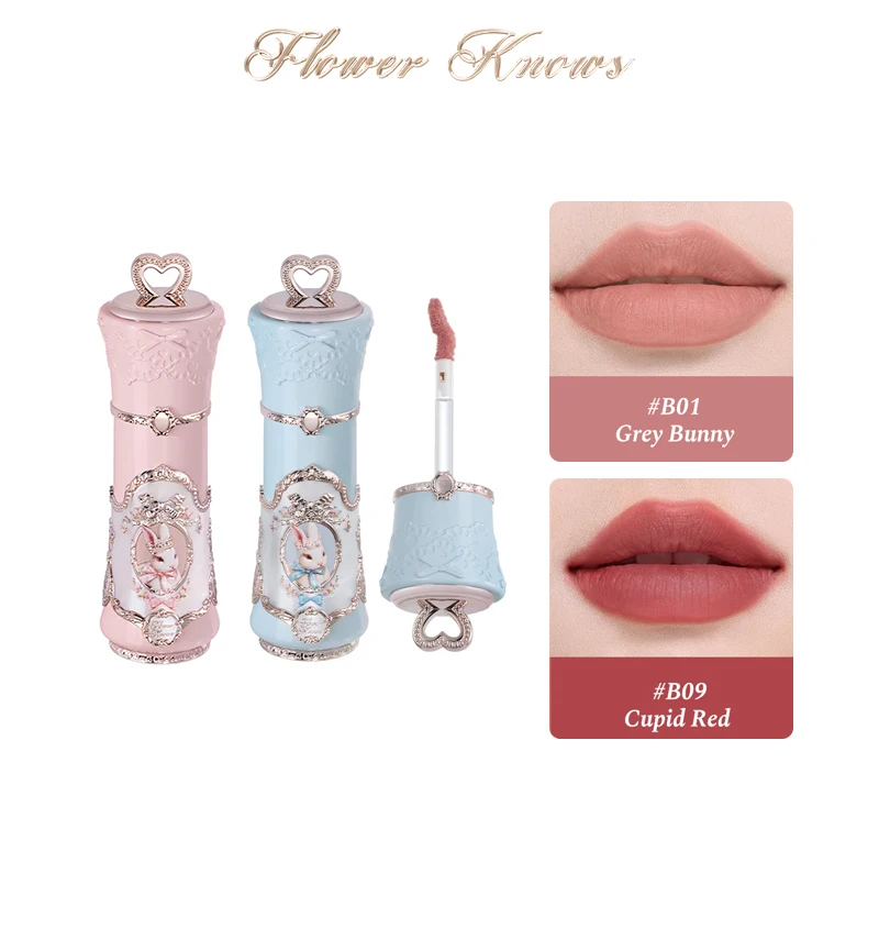 

Flower Knows Bunny Lip Cream Garden Cloud Collection Soft Matte Finish Silky Smooth Non-Stick Cup Lip Mud Cosmetics 5ml