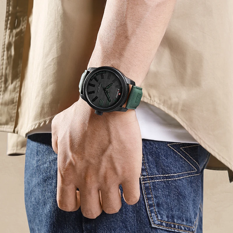 NAVIFORCE Business Luxury Mens Wristwatch 3ATM Waterproof Luminous Sport Quartz Leather Strap Male Daily Watch Relogio Masculino