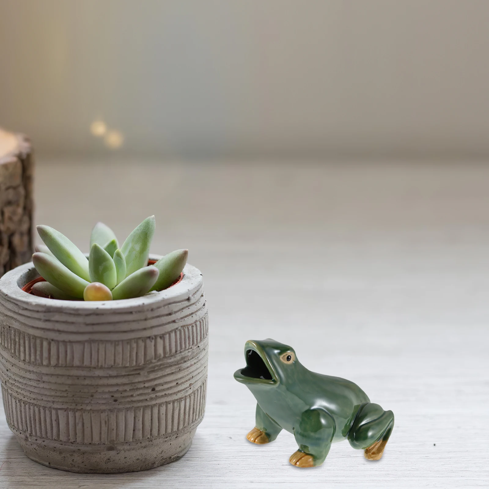 

Frog Water Spray Ornament Accessories Ceramic Animal s Frogs Big Mouth Tabletop Decoration