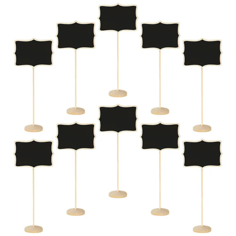 

10Pcs Mini Chalkboard Signs Black Small Erasable Message Boards Wood Standing Table Memo Reserved Place Cards for Home Office