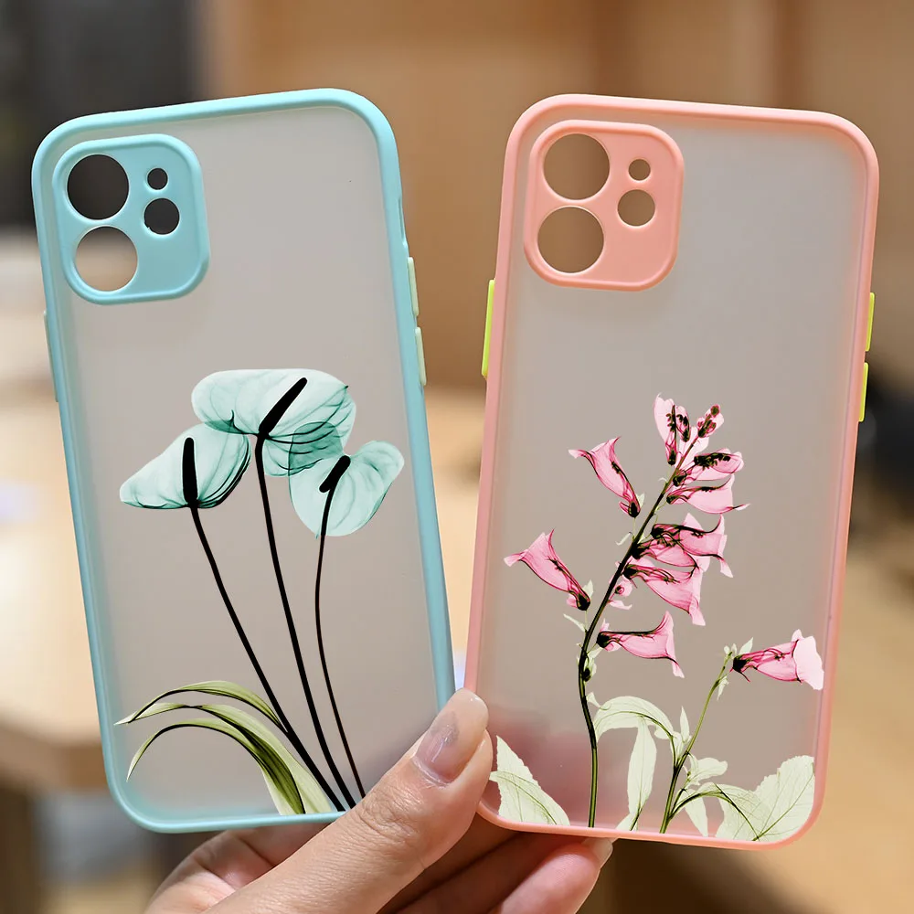 

Colorful Painted Flower Orchid Phone Case for iPhone 11 12 13 Pro Max XR X XS Max SE22 7 6 8 Plus Hard Shockproof Phone Case