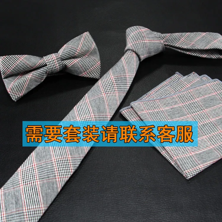 Korean version narrow cut cotton and linen tie men's 6cm formal dress, business and leisure, vocational work college style, vers