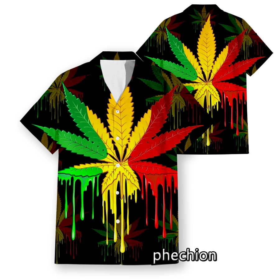 

Phechion Hawaiian Short Sleeve Men's Shirt Marijuana Leaf 3D Printed Casual Shirts Fashion Men Tops W04