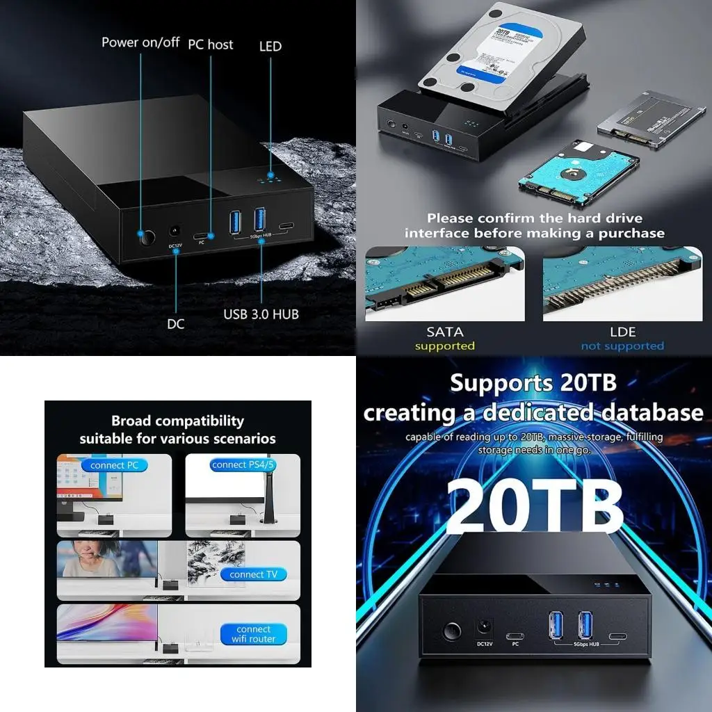 Gabinete acionamento externo R53C para SSD 3,5/2,5 polegadas, adaptador interfaces USB