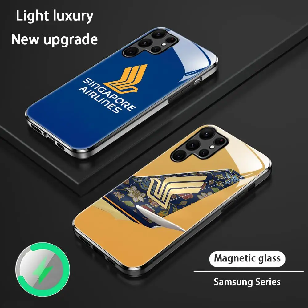 Fashion SingaporES AirlinES Phone Case For Samsung S26 S25 S24 S23 S22 S21 S20 Plus Ultra Glass Magnetic Case