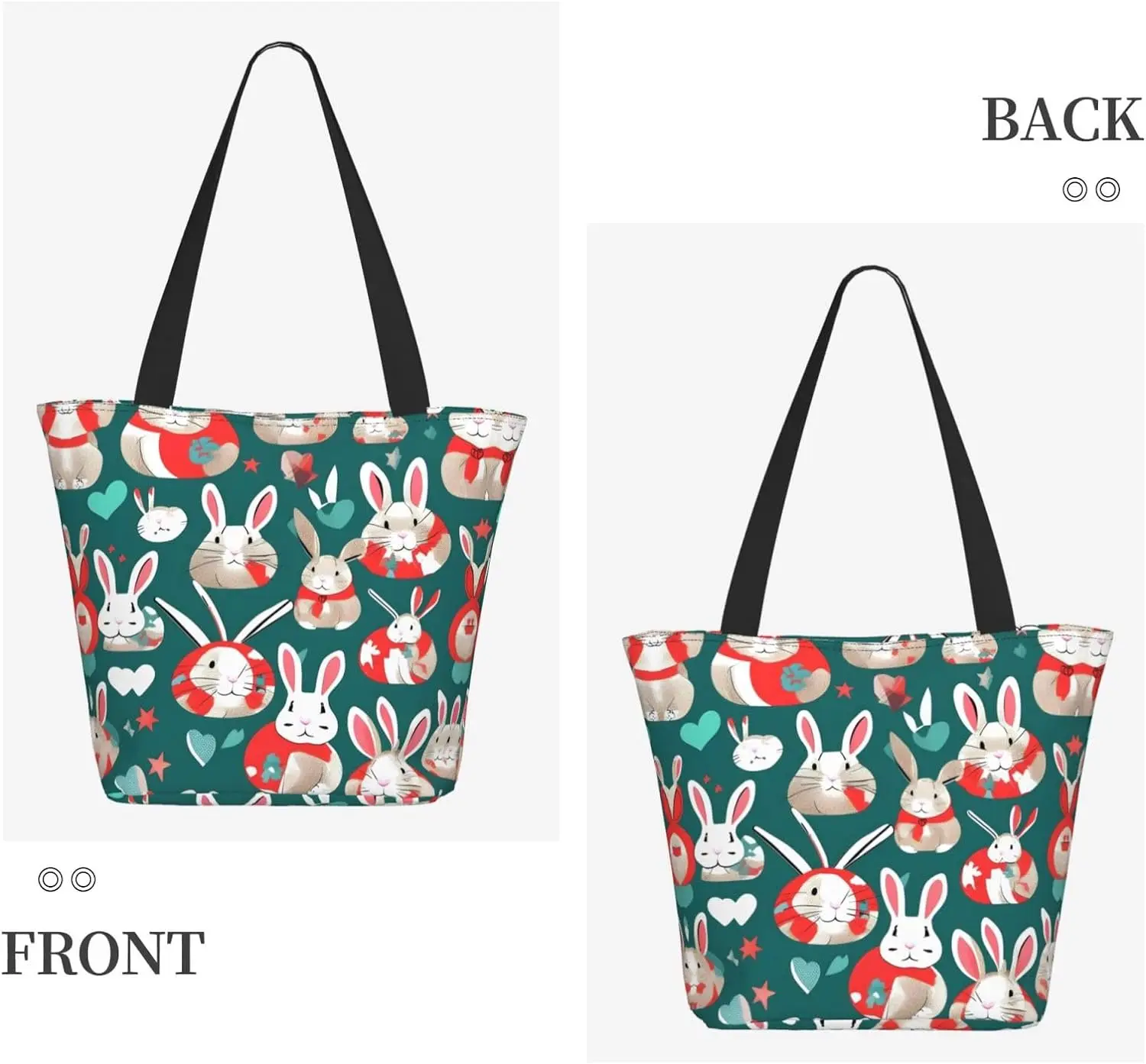 Bunny Rabbits Tote Bag con cerniera per le donne all'interno della tasca a rete Heavy Duty Casual borsa a tracolla in tessuto Anti-acqua all'aperto